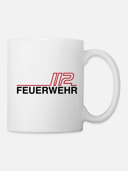 Feuerwehr 112 Neon Linien - Tasse - Weiß