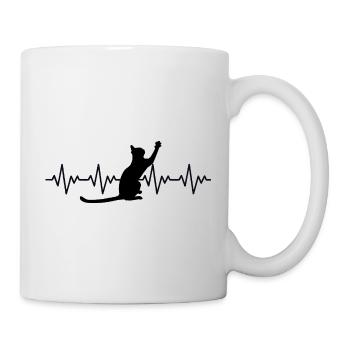 ECG du chat Fréquence cardiaque Battement de cœur - Mug blanc - blanc - Droite