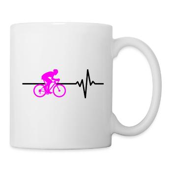 VÉLO DE ROUTE VÉLO BATTEMENT DE CŒUR VÉLO ROSE - Mug blanc - blanc - Droite