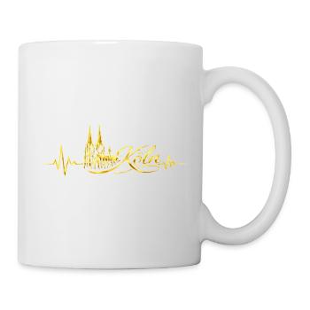 Cadeau d’amour de la cathédrale de Cologne Heartbeat Skyline - Mug blanc - blanc - Droite