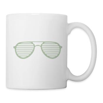 Retro Streifen Sonnenbrille - Tasse - Weiß - Rechts