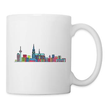 Kölner Stadtschirm Dom: Moderne Linienkunst - Tasse - Weiß - Rechts