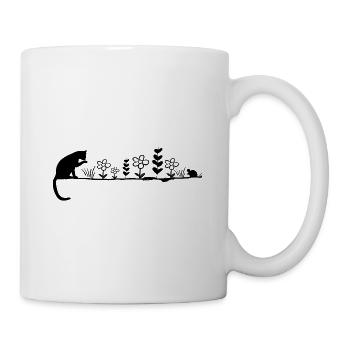 Chat & souris – Design noir minimaliste - Mug blanc - blanc - Droite