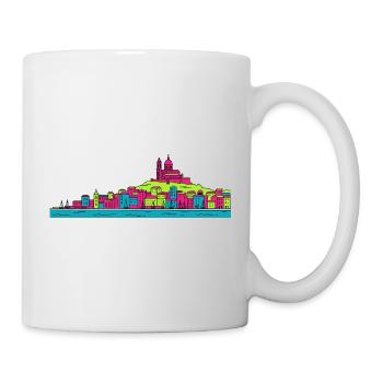 Marseille City Skyline Basilica Modern Line Art - Mug - white - Right