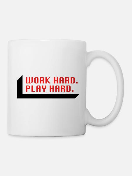 Work Hard. Play Hard. (Red) - Mug - white