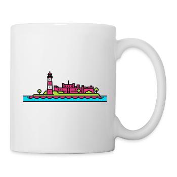 Plymouth City Skyline Smeaton's Tower Line Art - Mug - white - Right