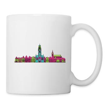 Genter Stadtsilhouette Drei Türme Moderne Kunst - Tasse - Weiß - Rechts