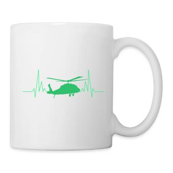 ECG du battement cardiaque d’hélicoptère - Mug blanc - blanc - Droite