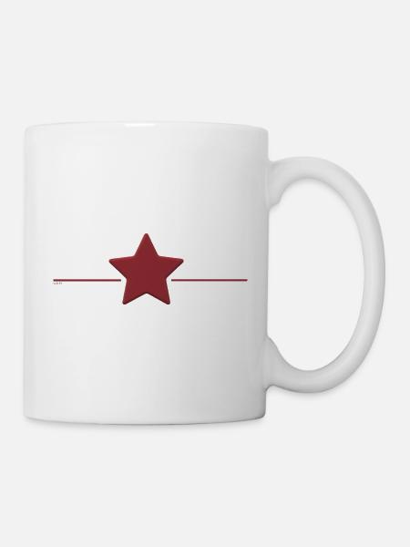 Roter Stern mit Randlinie - Tasse - Weiß