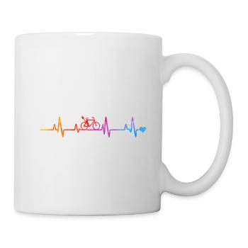 Regenbogen Fahrrad Pulslinien - Tasse - Weiß - Rechts