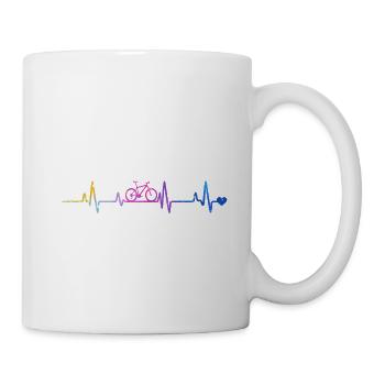 Fahrrad-Herzschlag im Regenbogen - Tasse - Weiß - Rechts