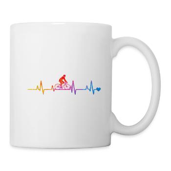 Regenbogenradeln mit Herzschlag - Tasse - Weiß - Rechts