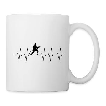 Feuerwehr Herzschlag Feuerwehrmann - Tasse - Weiß - Rechts