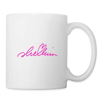 Magenta Graffiti Signatur auf Schwarz - Tasse - Weiß - Rechts