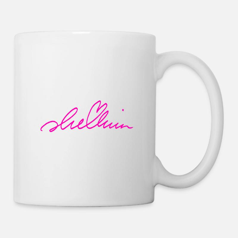 Signature graffiti magenta sur fond noir - Mug blanc - blanc