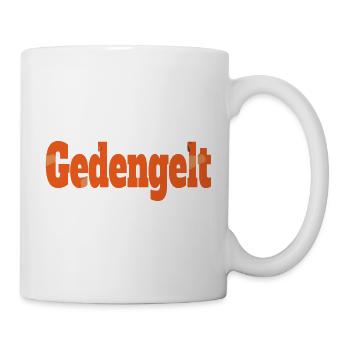 gedengelt text in orange Muster  - Tasse - Weiß - Rechts