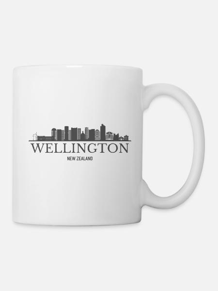 Wellington-Skyline, Wellington-Silhouette - Tasse - Weiß