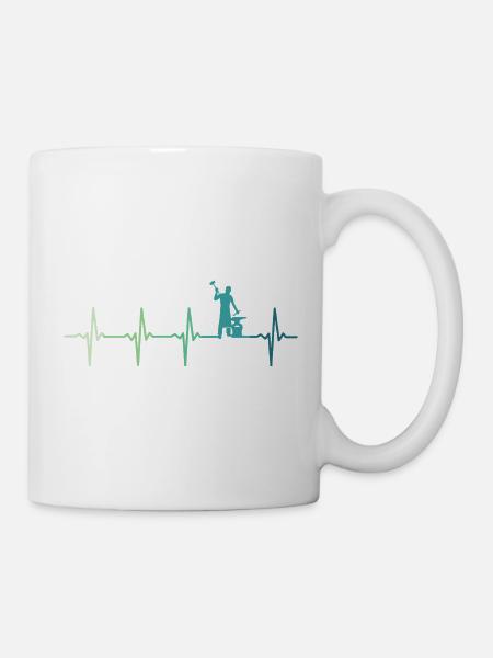 Schmiedhammer, Herzschlag, Metallarbeiter - Tasse - Weiß