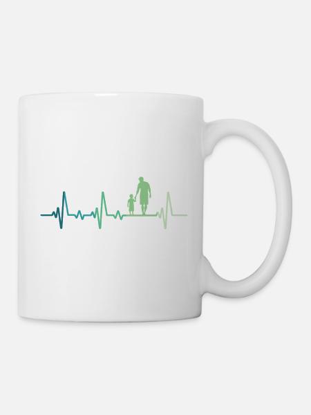 Vater und Sohn Herzschlag Geschenk Vater Sohn - Tasse - Weiß