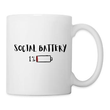 social battery 1% – Funny Introvert Humor - Mug - white - Right