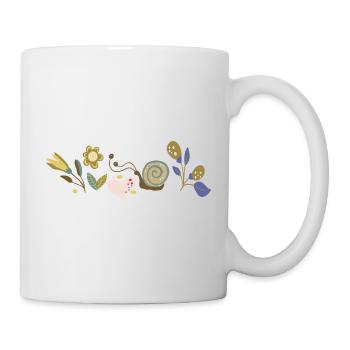 Blumen mit Schnecke - Tasse - Weiß - Rechts