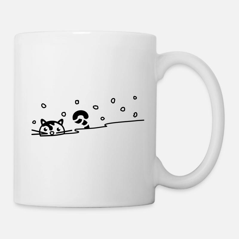 Chat mignon dans la neige - Mug blanc - blanc