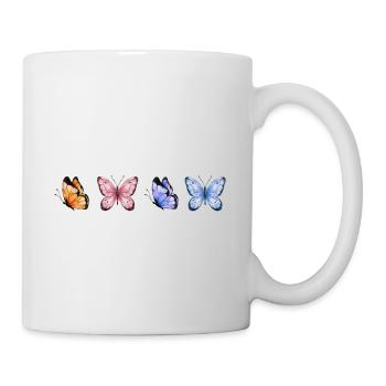 Bunte Schmetterlinge Quartet - Tasse - Weiß - Rechts