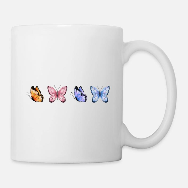 Quatuor des Papillons Colorés - Mug blanc - blanc