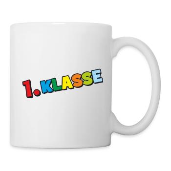 1. Klasse - Bunte Buchstaben Schulanfang Design - Tasse - Weiß - Rechts