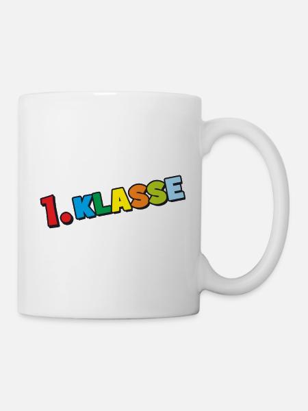 1. Klasse - Bunte Buchstaben Schulanfang Design - Tasse - Weiß