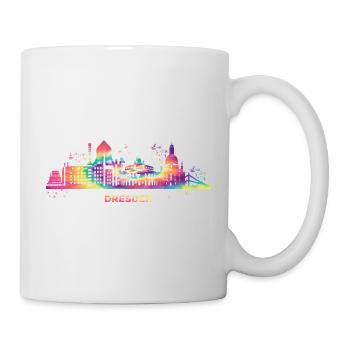 Dresdener Zwinger Skyline Bunt Stadtbild Dresden - Tasse - Weiß - Rechts