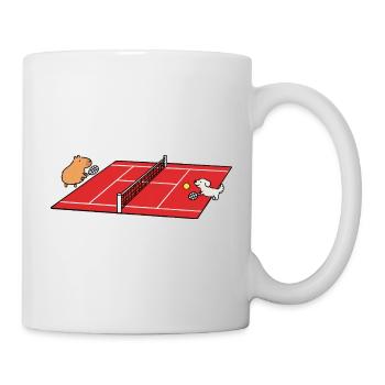 Chien en t-shirt de tennis et capybara - Mug blanc - blanc - Droite