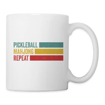 Pickleball Mahjong Repeat Retro Streifen - Tasse - Weiß - Rechts