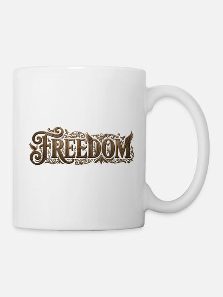 Freiheit, Verzierter Flourish. - Tasse - Weiß