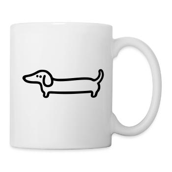 Dackel Line Art – Lustiges Hunde Design - Tasse - Weiß - Rechts