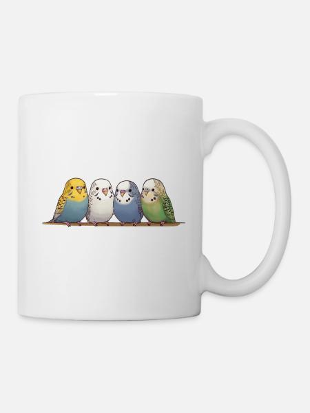 Lustige Wellensittiche - Tasse - Weiß
