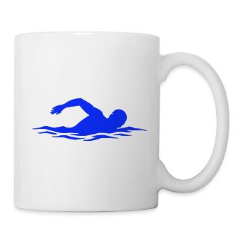 Silhouette de Char Bleu - Mug blanc - blanc - Droite