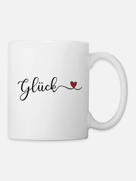 Glück mit Herz - Tasse - Weiß