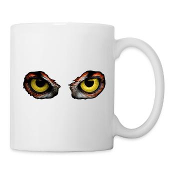 Regard d’hibou – Contraste jaune intense - Mug blanc - blanc - Droite
