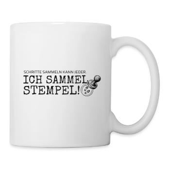Schritte sammeln kann jeder – Ich sammel Stempel - Tasse - Weiß - Rechts