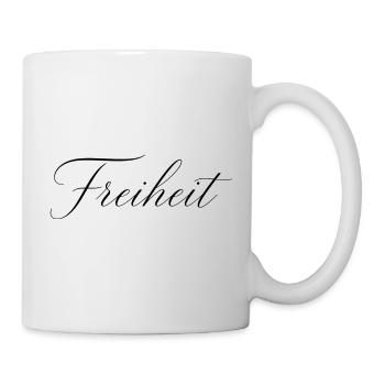 Filigrane Schrift Freiheit – Elegantes Design - Tasse - Weiß - Rechts