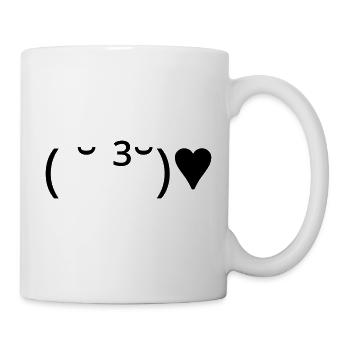 Émote de baiser ( ̆ ³ ̆) ♥ Cœur Kaomoji - Mug blanc - blanc - Droite