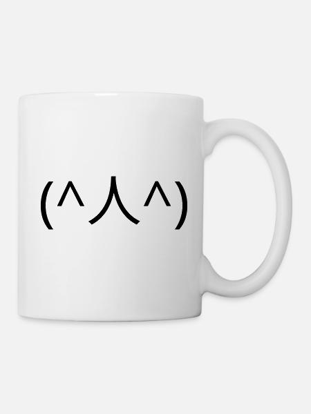 Bittendes Emote (^人^) danke Kaomoji - Tasse - Weiß