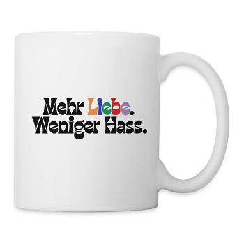 Mehr Liebe Weniger Hass outfit csd  Demokratie Fan - Tasse - Weiß - Rechts