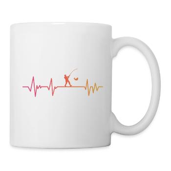 Angeln Sonnenuntergangs-Fischerherzschlag - Tasse - Weiß - Rechts