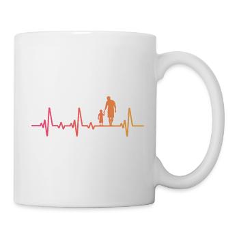 Vater und Sohn Sonnenuntergang Herzschlag Papa Sohn - Tasse - Weiß - Rechts