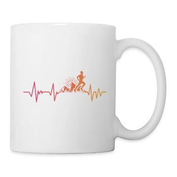 Trail running sunset heartbeat trailer - Mug - white - Right