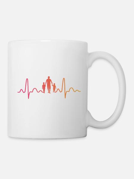 Vater mit zwei Söhnen Herzschlag Vater Sohn - Tasse - Weiß