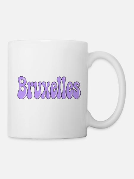 Brüsseler Retro Lila Blase - Tasse - Weiß