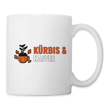 Kürbis & Kaffee – Halloween Shirt für Kaffeefans - Tasse - Weiß - Rechts